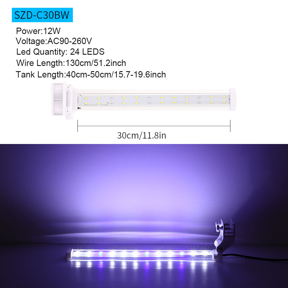 110V-220V aquarium LED fish tank clip light aquarium landscape blue and white light high brightness lamp bead fish tank light: 300mm-US