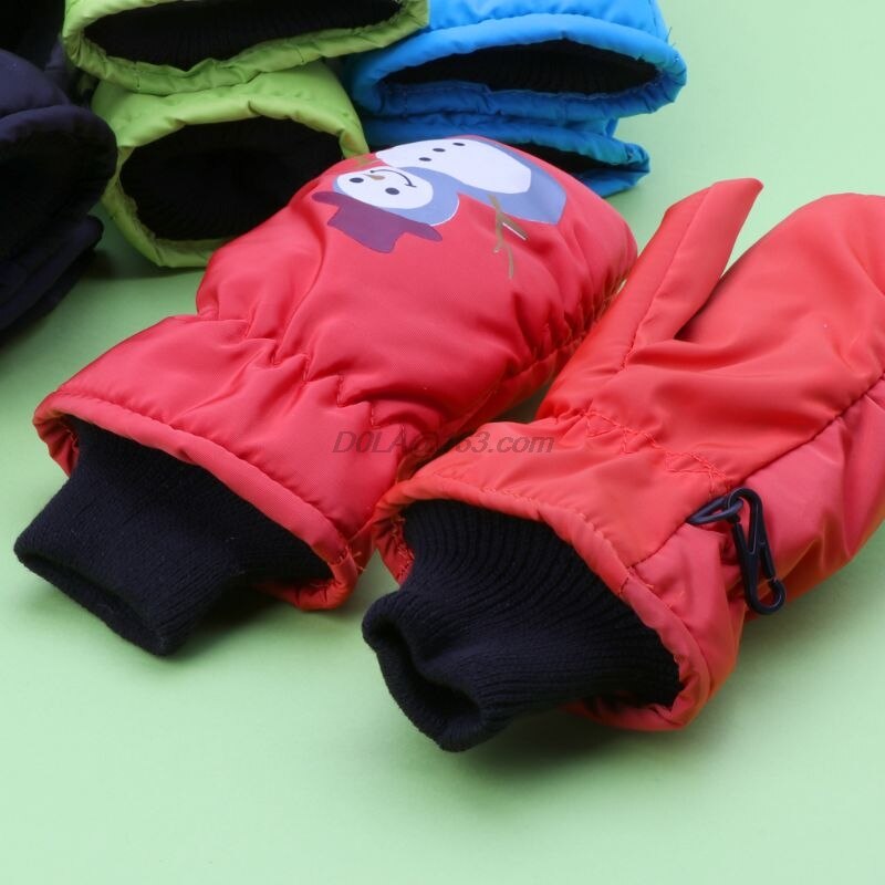 Guantes de esquí de invierno cálido para niños y niñas guantes antideslizantes resistentes al viento resistentes al agua extendidos en la muñeca