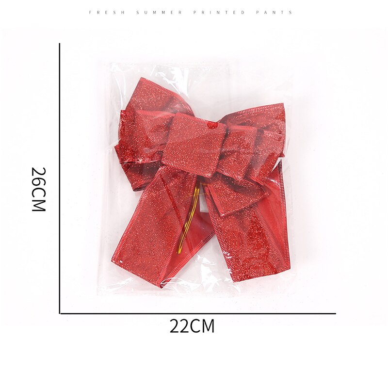 Lazo de cinta de Navidad grande de 35cm, decoraciones navideñas de tela con purpurina, lazos dorados y rojos para manualidades, adornos para árboles de Navidad