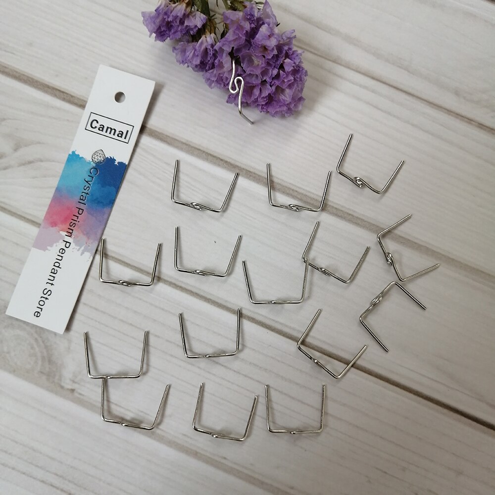 Camal lot de 100 connecteurs à broches torsadées en forme de m, couleur chrome, pour prisme en cristal, lampe, lustre 14mm suspension, bricolage