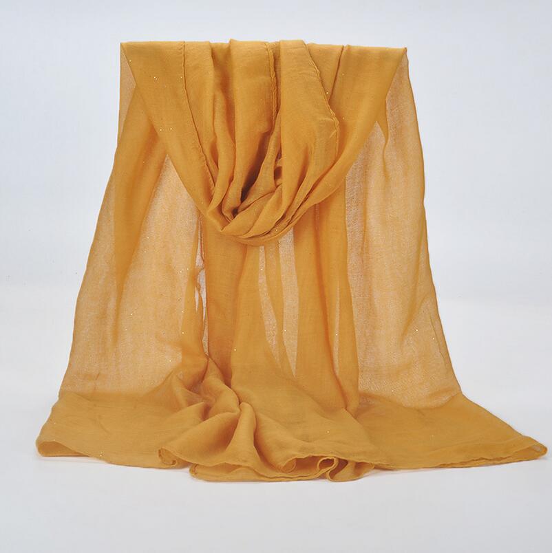 1 Pcs Plain Hijaabs Voor Vrouwen Viscose Solid Shawl Glitter Gouden Sjaal Moslim Hoofd Wrap Elegante Sjaals 20 Kleuren Plus size: yellow