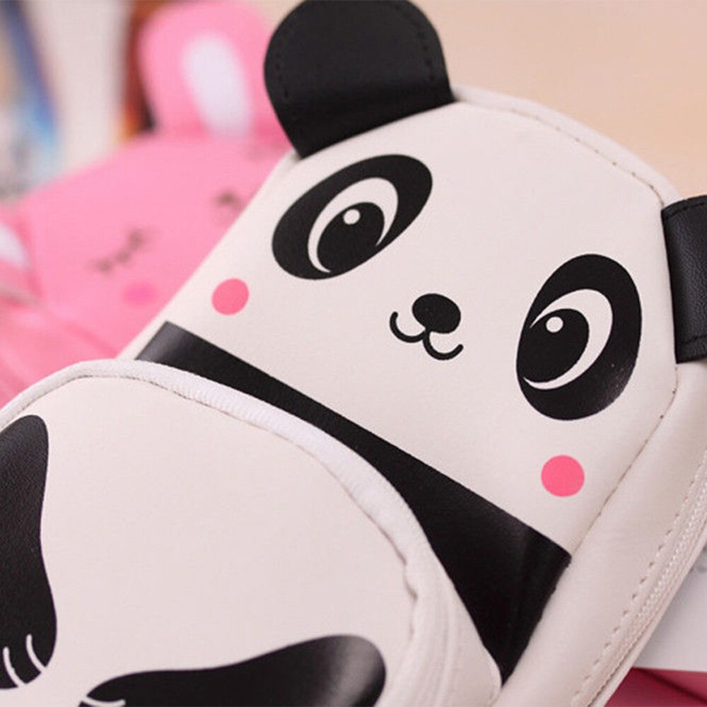 Multifunctional Pencil Case 2 Pockets Funny Panda Pencil Bags Large Capacity PU Student School Supplies