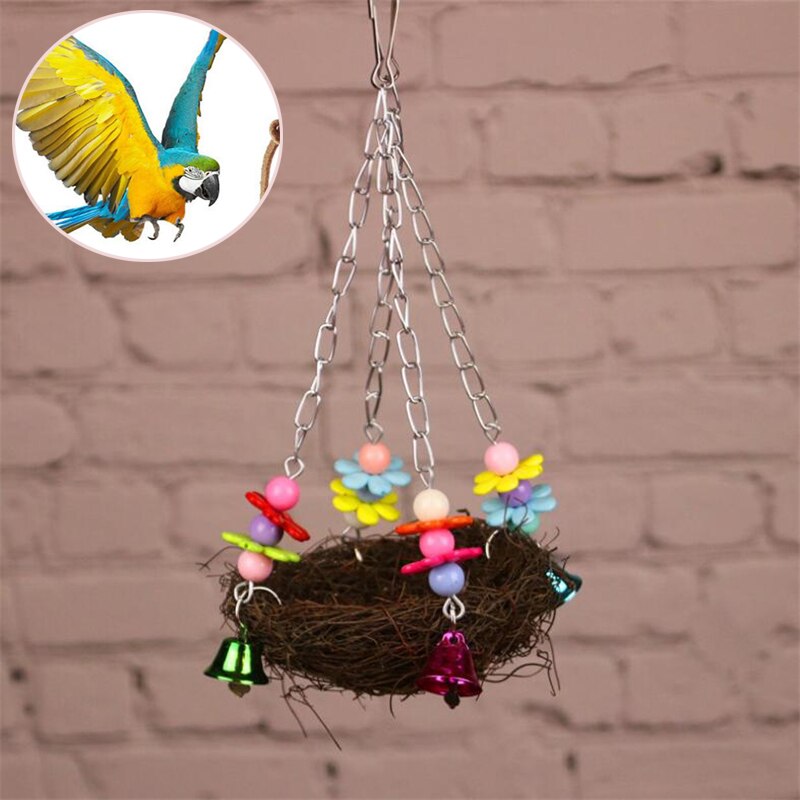 BIPY 16 stuks vogel papegaai speelgoed opknoping klokken bal swing natuurlijke kokosnoot vogelkooi met ladder speelgoed huisdier vogels stand kauwstokken houten speelgoed voor papegaaien parkieten