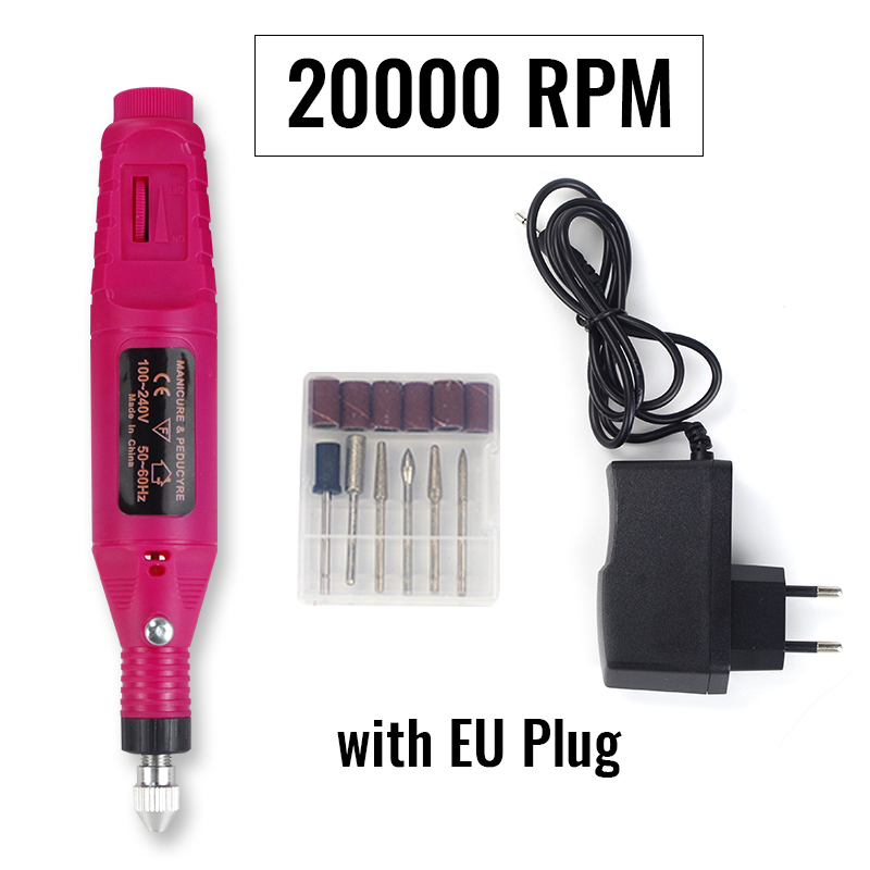Nagelborrmaskin 35000 rpm manikyr maskin apparat för manikyr pedikyr kit elektrisk nagelfil elektrisk fil nagelkonstverktyg: Rosa borrpenna
