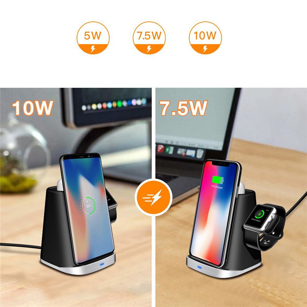 3 in 1 snelle Q1 charger wireless charging stand dock pad voor iPhone en Apple Horloge AirPods/Samsung Universal draadloze Oplader