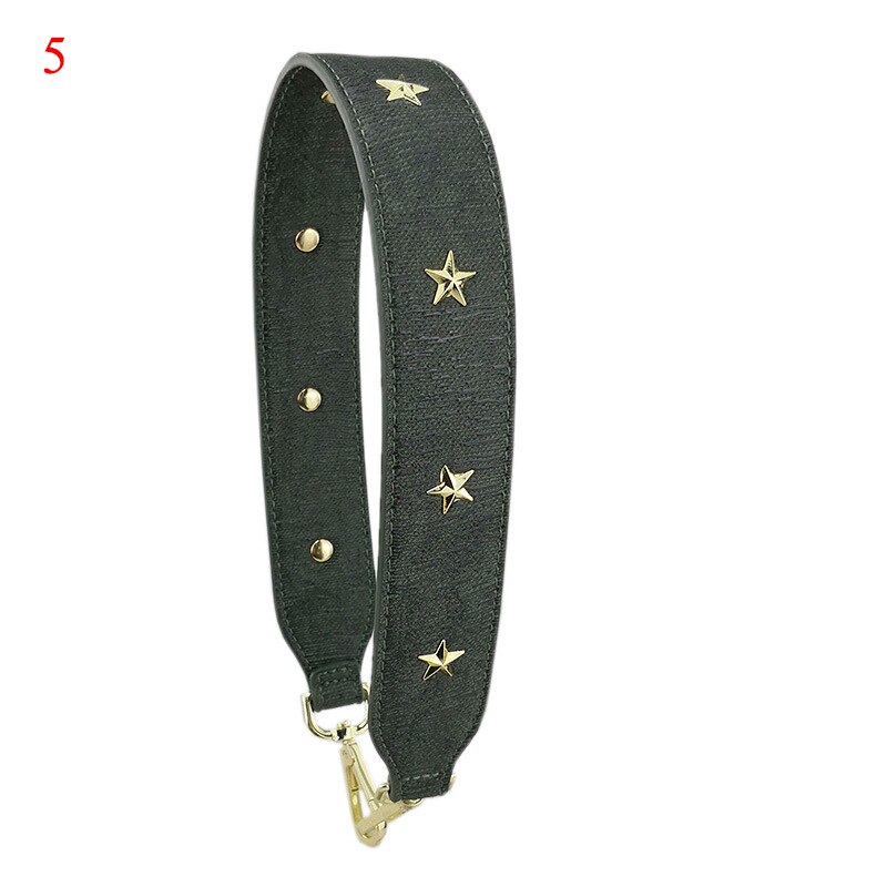 4cm bred axelrem i läderblomma lång nit pentgram crossbody-rem handväska bälte färgglad väska tillbehör: 5
