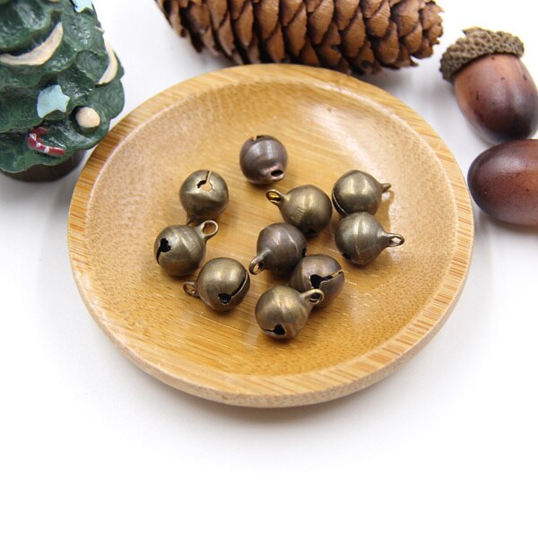 30 stuks losse kralen kleine hangers veelkleurige koperen belletjes voor kerstboom diy feest knutselen decoratie accessoires: Vintage goud