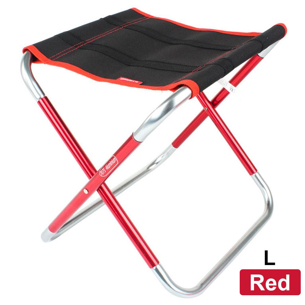 Folding Fishing Chair Lightweight Picnic Camping Chair Foldable Aluminium Cloth Outdoor Portable Outdoor Furniture Small Bench: L Red