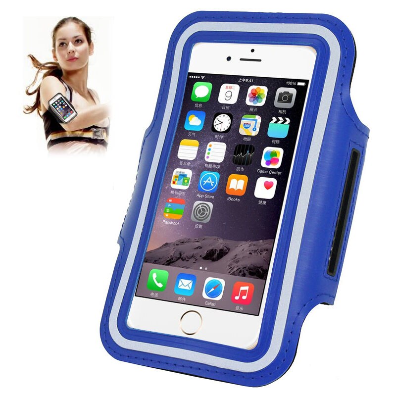 Armband Sport Case voor iPhone 5 5 s Mobiele Telefoon Cover Universal Outdoor Accessoires: Blauw