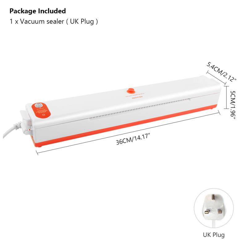Food Vacuum Sealer Machine Home Food Sealing System Meal Fresh Saver Packing Household For Food Storage 220V Bags: Orange UK Plug