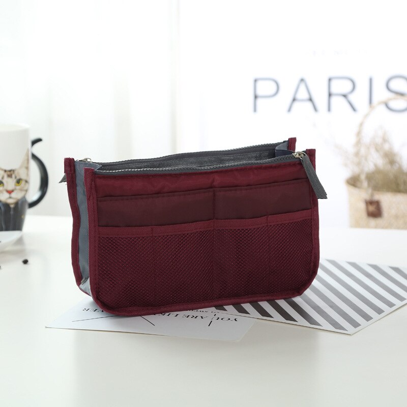 Bolsa para cosméticos, bolsa portátil para maquiagem, organizador para viagem, beleza, itens de higiene pessoal, organizador para maquiagem, estojo para celular: Red wine