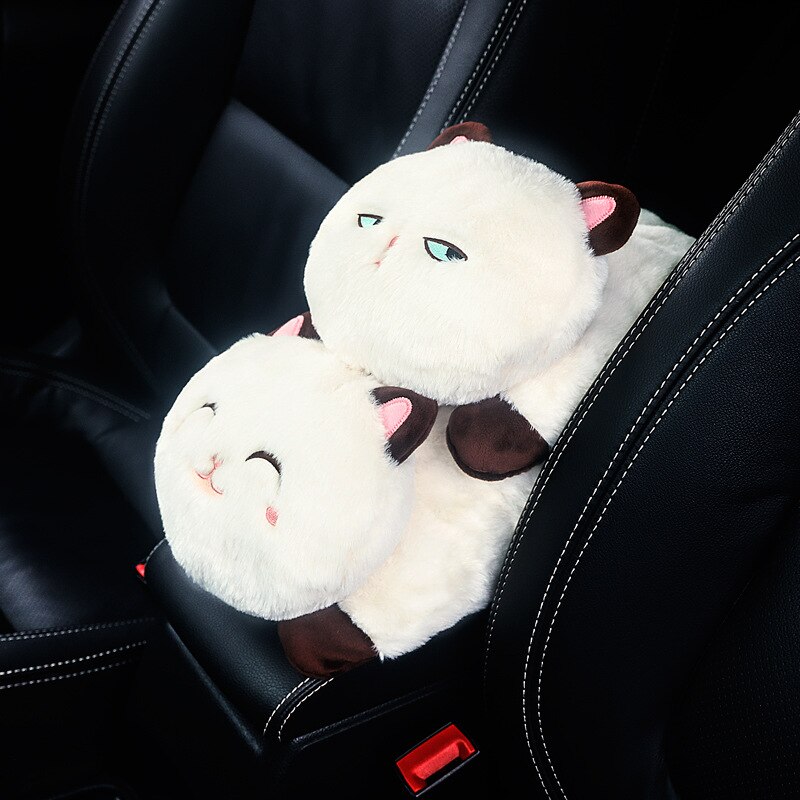 Schattige uitdrukking miauw armsteun tissues doos knuffelkat cartoon papier extractie doos auto gemonteerde stoel hangend