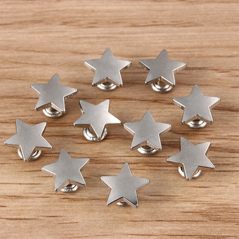 Tachuelas de Metal con remaches de estrellas, accesorios de decoración para ropa, sombreros, bolsas, zapatos, manualidades, perforación de vidrio, 10 Uds.
