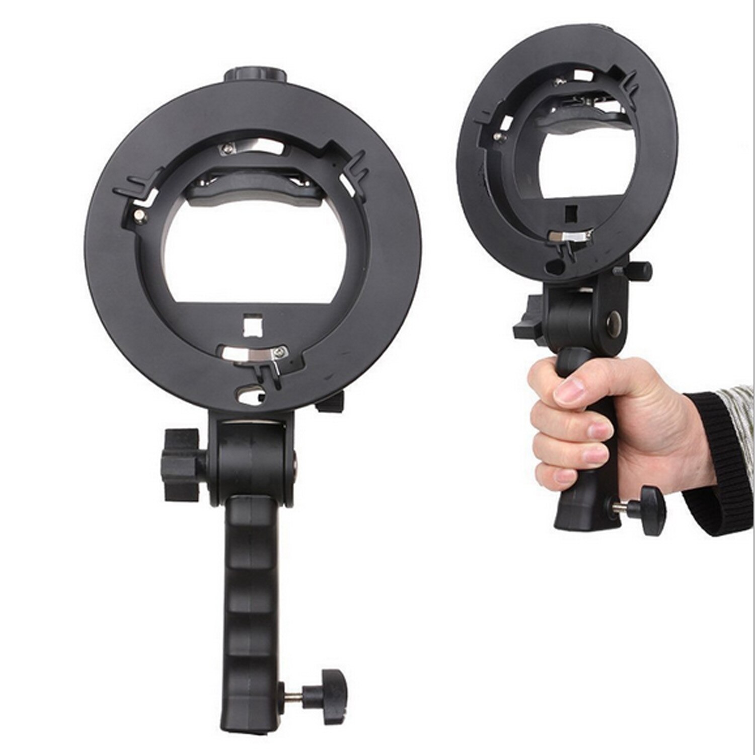 Gosear Draagbare S-Type Flash Bracket Mount Stand Met Handvat Voor Canon Nikon Yonnuo Godox Bowens Softbox Radome Paraplu gadgets