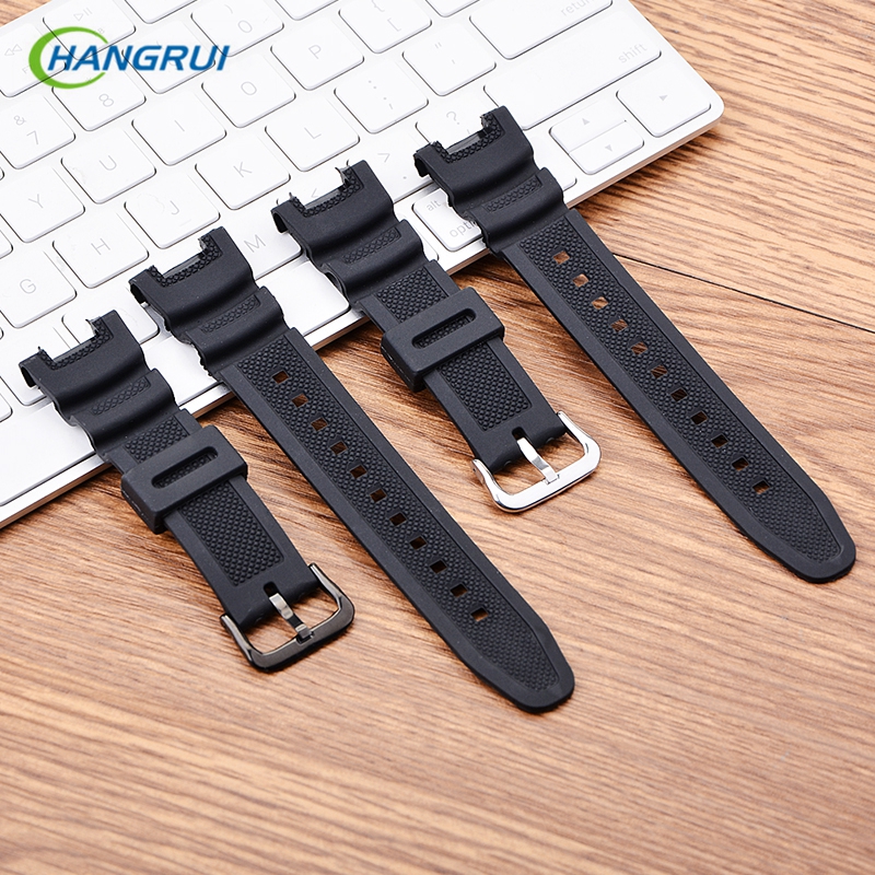 Hangrui Silicone strap For Casio SGW-100 Smart watch Waterproof Black Wristbands stainless steel buckle Wriststrap women men