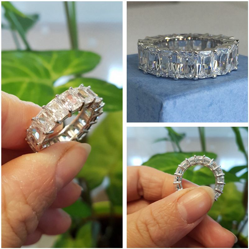 Effie Queen Rij Eeuwige Crystal Sieraden Wedding Ring Clear Mode Eternity Ringen Voor Vrouwen Sieraden DR146