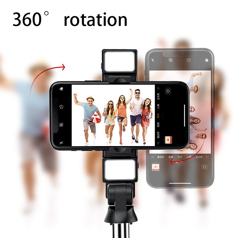 Selfie-stick-stativ mit bluetooth-fernbedienung und fülllicht, tragbarer, ausziehbarer verlängerungsständer