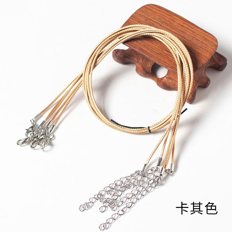 10/20/50 Uds. Colgante de collar de cordón de cadena de cuerda de hilo encerado de cuero colorido para manualidades de joyería de cuerda con cierre de langosta hecho a mano