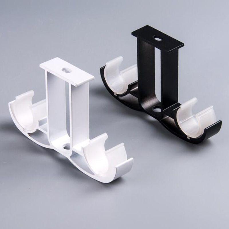 Vorhang Stange Decke-Halterung für 28mm Stange, Aluminium Legierung Doppel Vorhang Stange Halterung Halfter, matt Schwarz/Weiß beenden rideaux