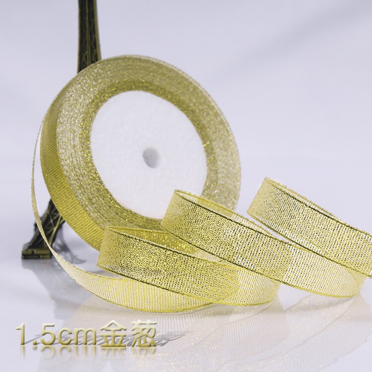 Ruban Satin licorne doré & argent 0.3-5CM | Pour emballage , ruban pailleté de décoration de mariage, pour noël halloween bricolage: onion 15mm gold
