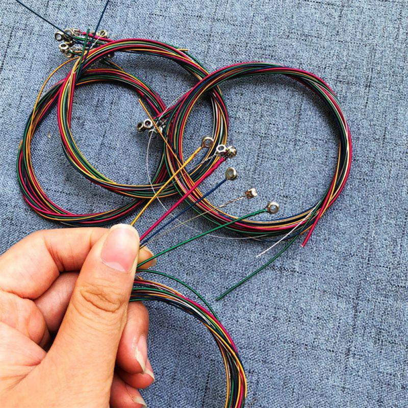 6 stuks/set akoestische gitaarsnaren regenboogkleurige gitaarsnaren voor akoestische folkgitaar klassieke gitaar meerkleurig
