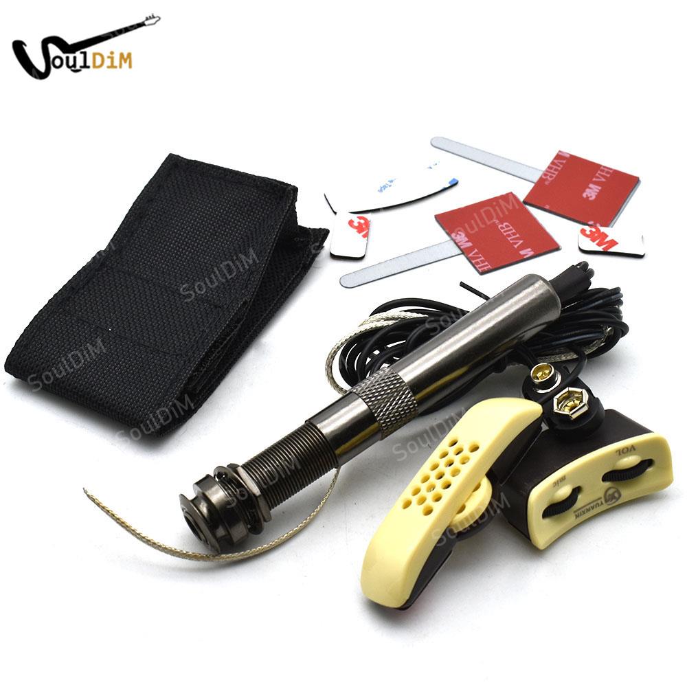 Soundhole Guitar Pickup Zinc Alloy A-202 Microphone Sound Hole Adjustable Preamp Equalizer for Acoustic Folk Guitar with Access