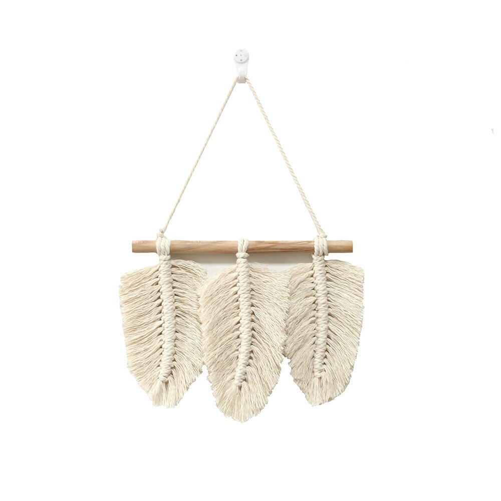 Handgemaakte Muur Opknoping Macrame Veer Katoenen Draad Tapastry Woondecoratie Voor Nursy Kinderkamer Woonkamer