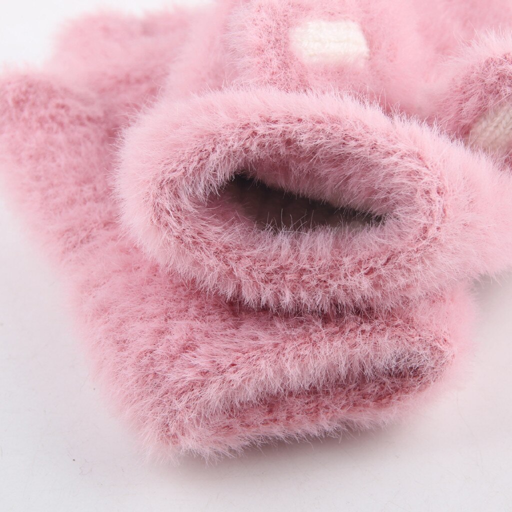 freundlicher handschuhe Winter freundlicher Handschuh Plüsch Umgedreht Halb Finger Ich bin Freien Warme Handschuhe handschoenen kinderen Baby Winter handschuhe