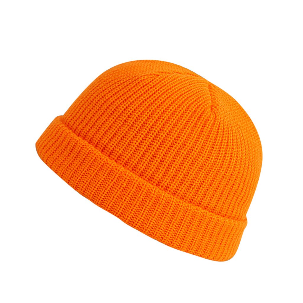 Gorros De lana para hombre y Mujer, gorros De invierno cálidos, casuales, De punto, De Color sólido, combina con todo, Unisex: Naranja