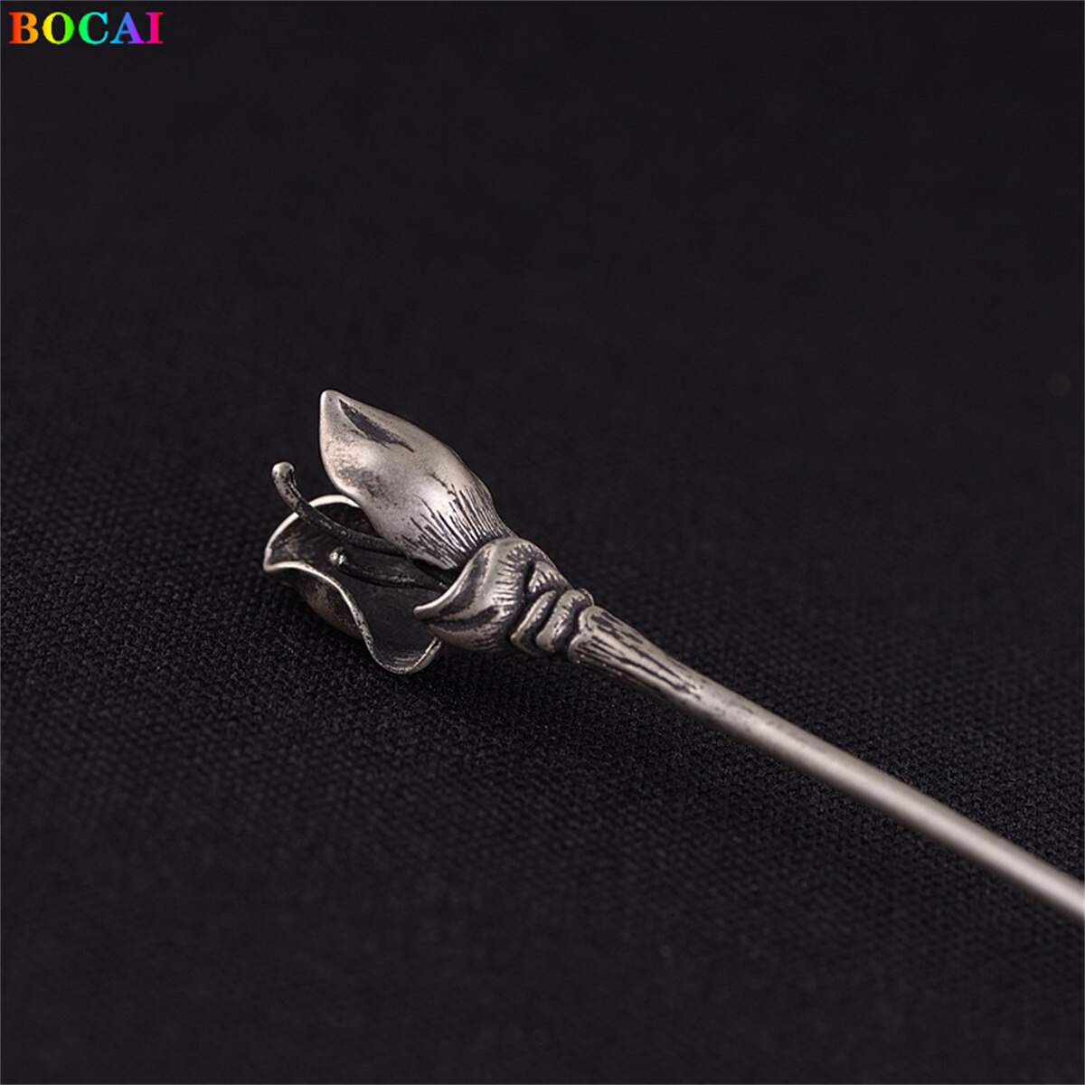 BOCAI-accesorios para el cabello de plata de ley para mujer, tocado mate de lirio, horquilla de espiga pura, joyería
