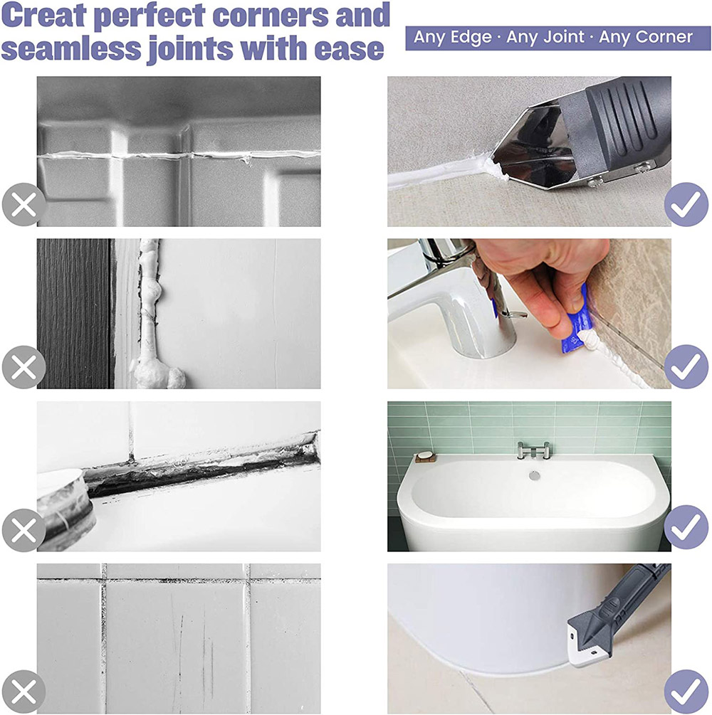5in1 Multifunctionele Coner Breeuwen Tool Siliconen Schraper Lijm Remover Mes Hoek Schoonheid Spleet Spatel Tool Grout Schraper Kit
