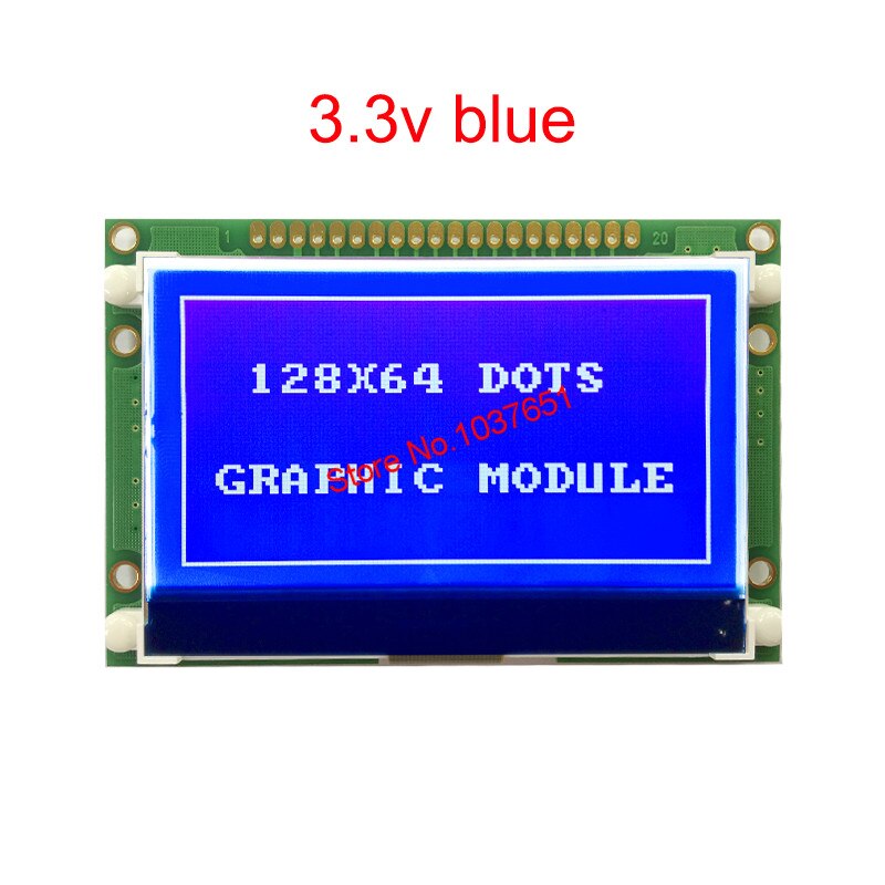 lcd module 12864 cog Graphic display 72x39mm ST7565P parallel serial SPI 3.3V 5v blue white and black touch screen LG12864U: blue 3.3v