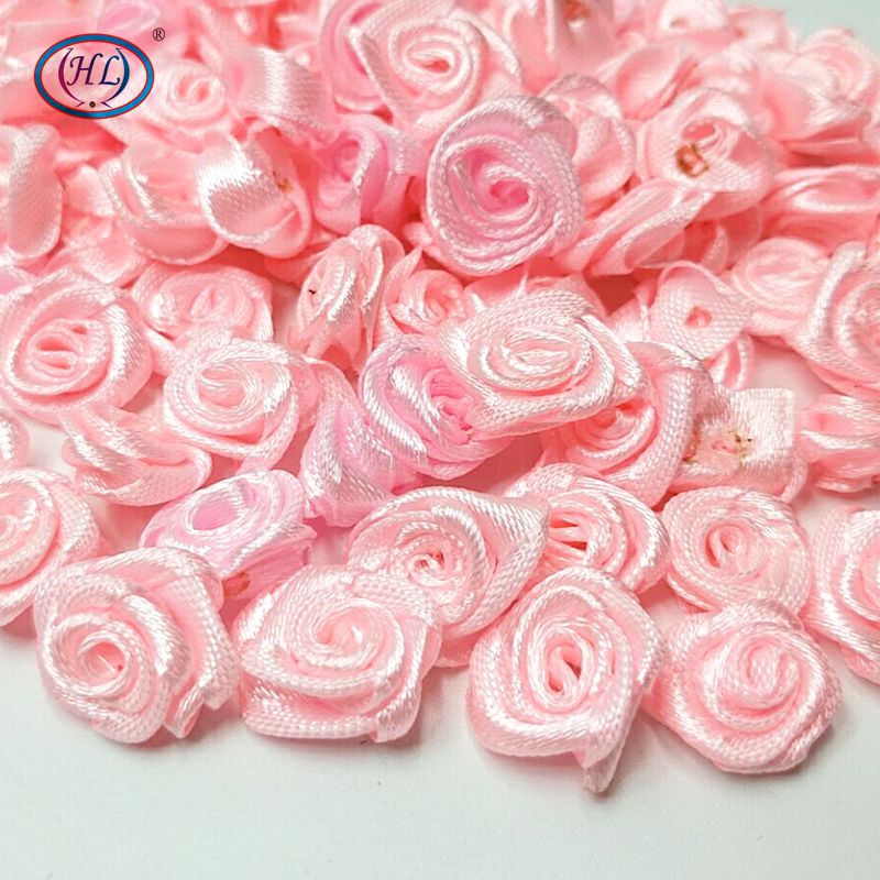 HL 60 pièces 15mm ruban Rose fleurs bricolage Appliques décorations de mariage artisanat fournitures beaucoup de couleurs: pink