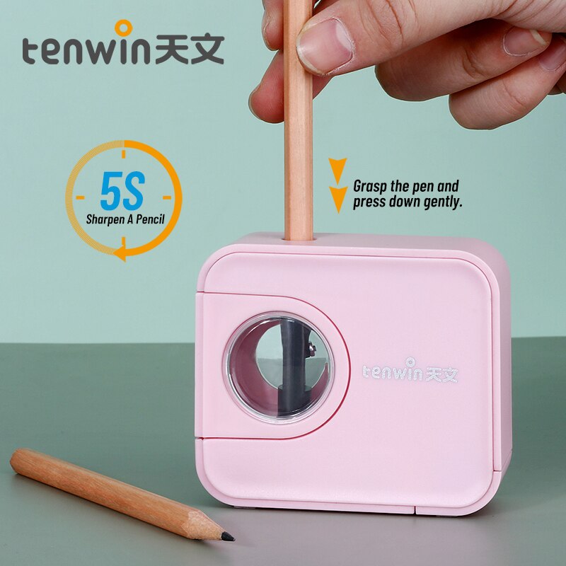 Tenwin Electric Pencil Sharpener Automatic Heavy Duty Stationery Cute Battery USB for Kids Children