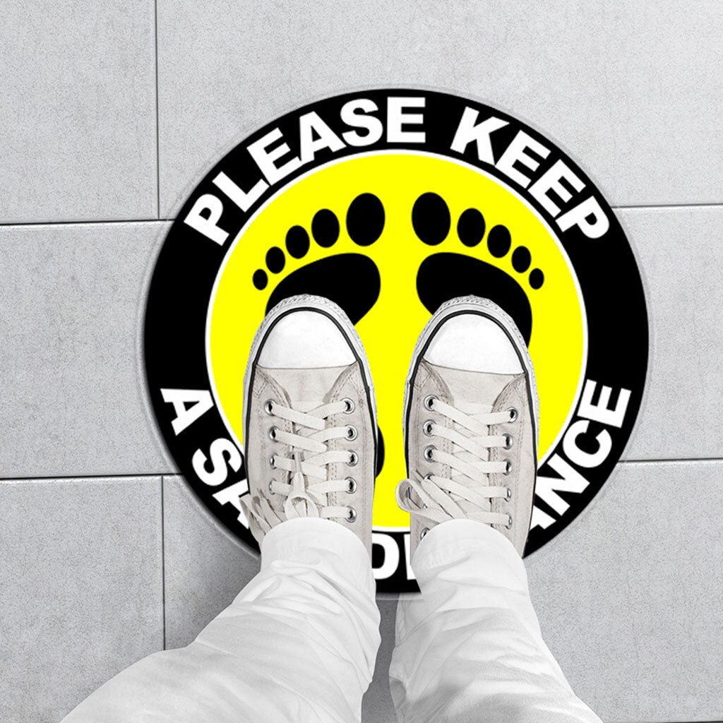 5pcs Floor Sticker Wall Decal Sign Car Caution 6 ft Foot Distance Warning 30cm