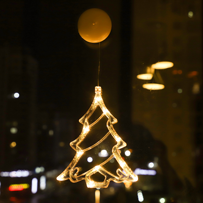 Christmas LED Light Snowflake Santa Deer Hanging Sucker Lamp Window Ornaments Decoration for Home Navidad Year Decor: Olive