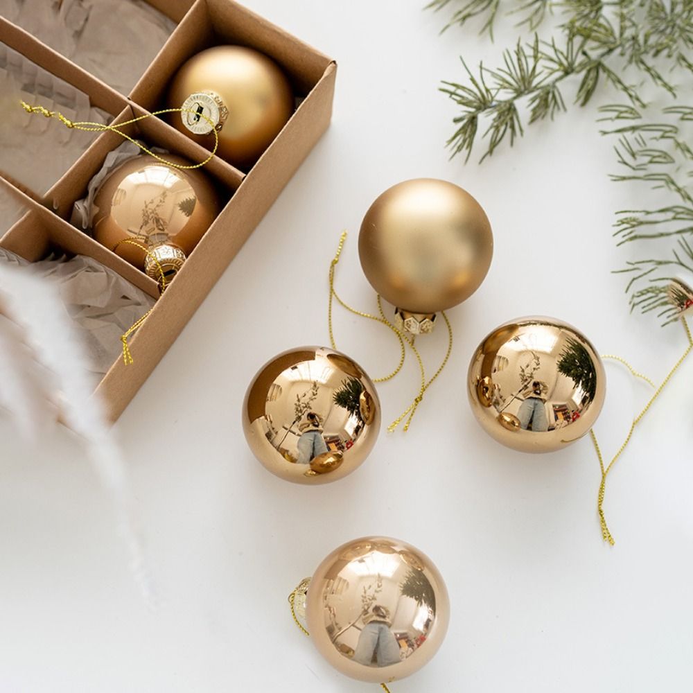 6 pçs artesanato conjunto de bola de natal de vidro 6cm criativo pingente de árvore de natal delicado pintado pendurado ornamento casamento