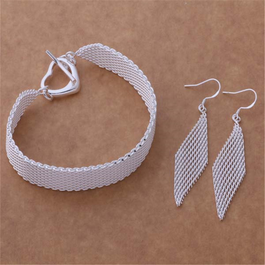 Originele 925 Sterling Zilver Netto Ketting Armbanden Oorbellen Voor Vrouwen Sieraden Sets Party Streetwear