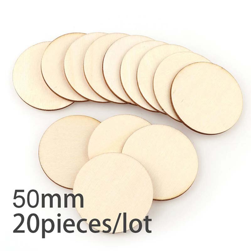 Diameter 1-10CM Natural Pine Round Wooden Pieces Slices Circles for Kids DIY Painting Wood Chip and Wedding Household Decoration: 50MM  20pcs