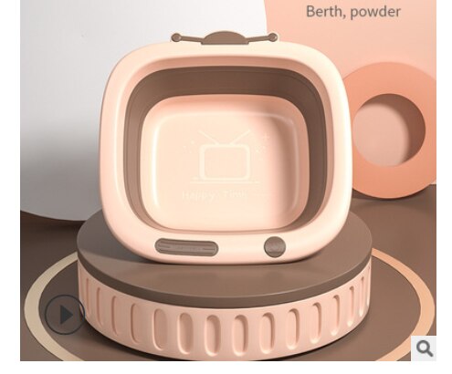Portable and Collapsible Foldable Baby Wash Basin Household Folding Basin Cartoon Washbasin for Bedroom: Pink