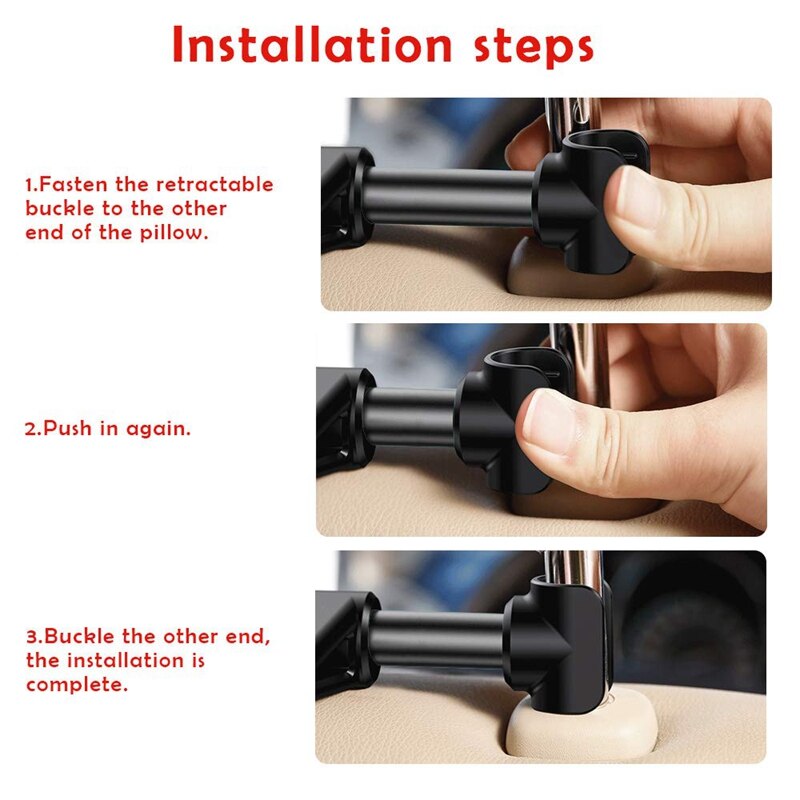 Auto hoofdsteun houder, universele 360 ° draaibare verstelbare auto achterbank houder tablet hoofdsteun houder voor 4-11 inch tablets mobiele telefoon