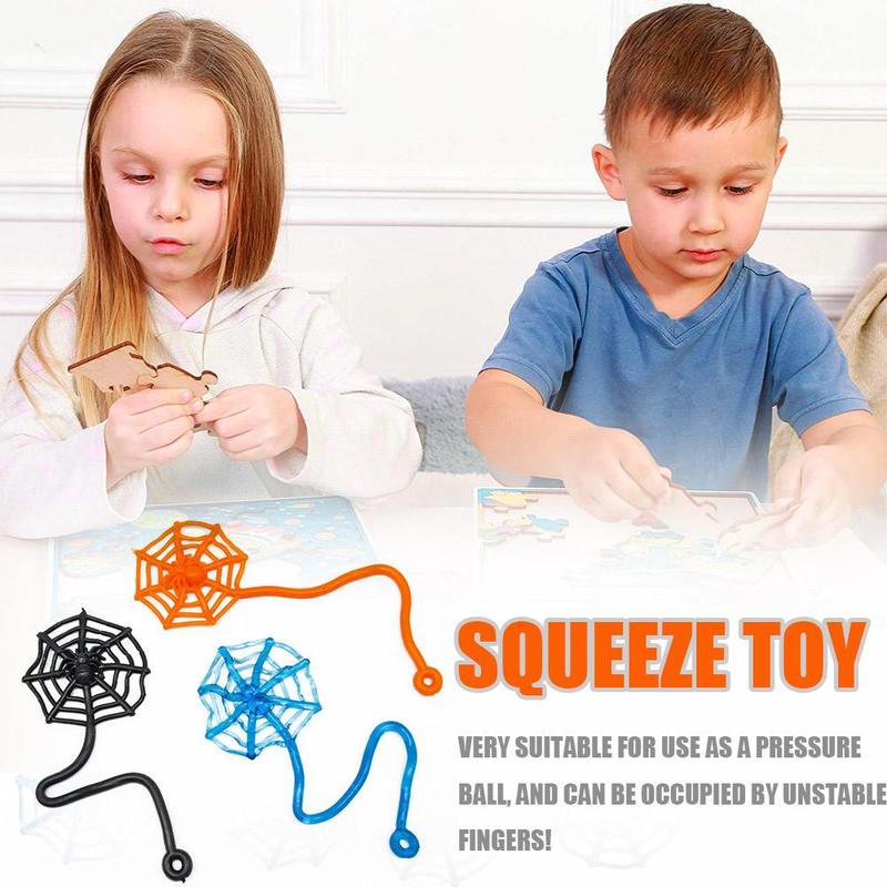 Tpr Weichen Material Mit Geschleift Spinne Web, Klebrigen Spielzeug, Orange Und Schwarz, Halloween