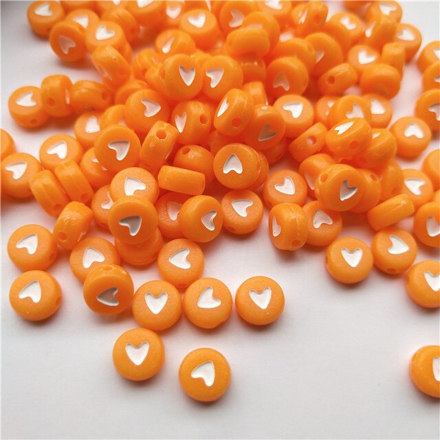 100pcs/lot 7mm Round Acrylic Spacer Beads Love Heart Beads For Jewelry Making DIY Handmade Charms Bracelet Accessories: Orange