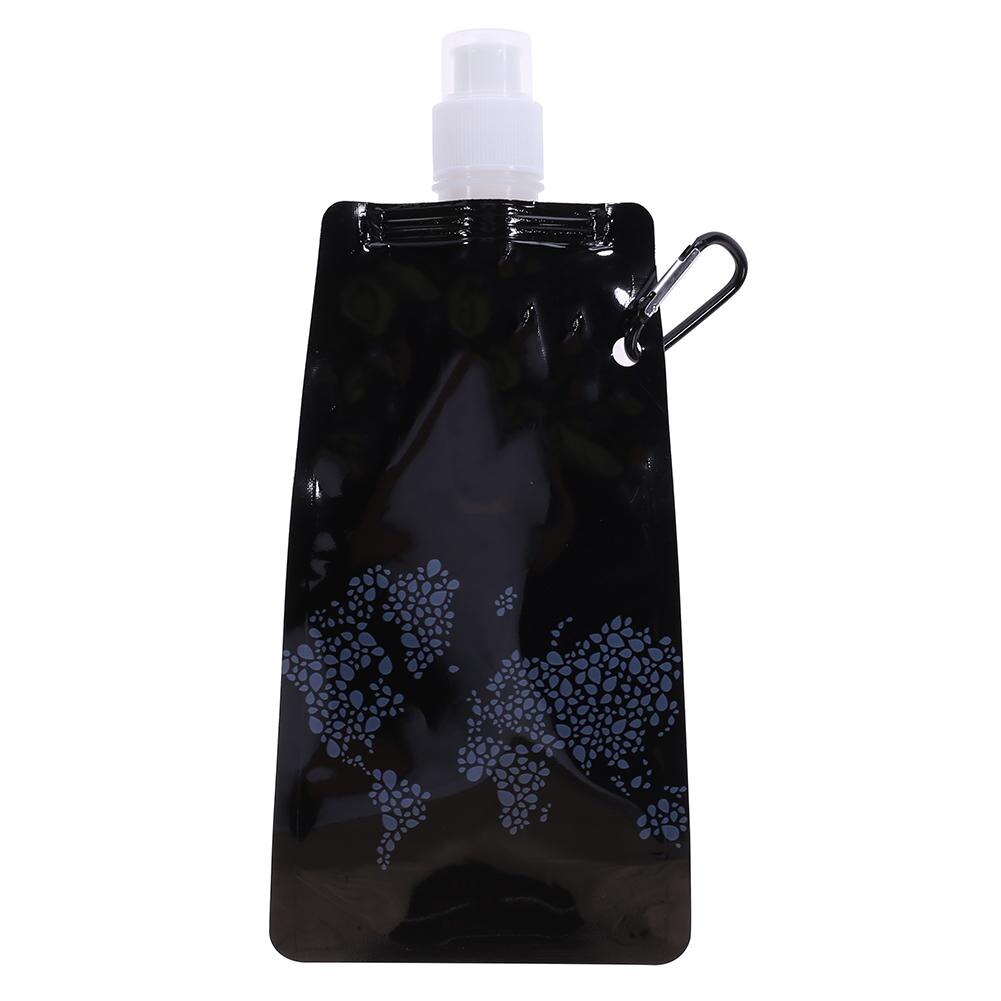 Portátil botella de agua al aire libre plegable de Gel de sílice de senderismo deporte termo para acampada bolsa de agua para montar las actividades al aire libre 260x120x30mm: Negro
