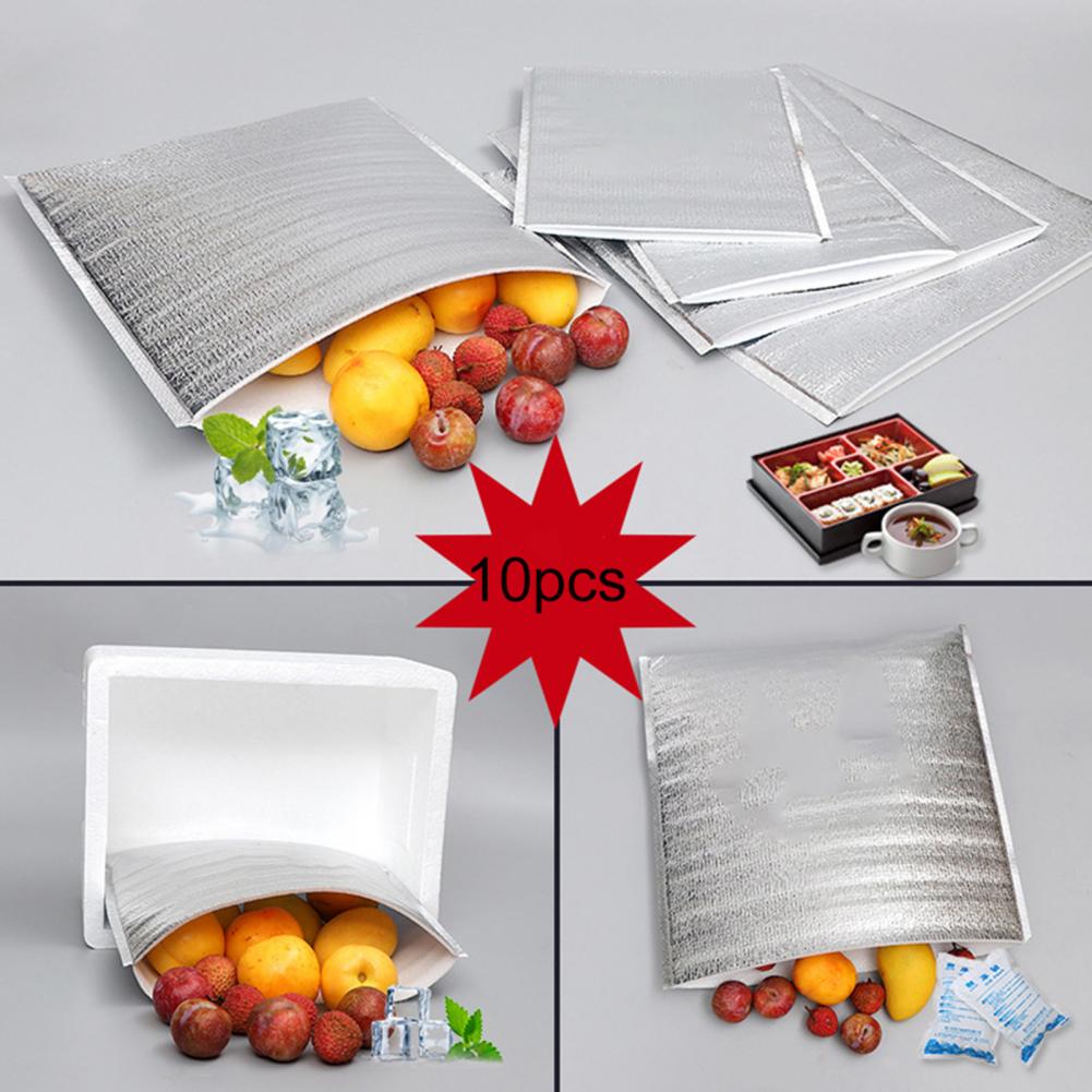 10Stck Aluminium Folie Lebensmittel Thermische Tasche Isolierte Mittagessen Kühltasche Falten Frische-halten Wärme Erhaltung Lebensmittel Lagerung Tasche
