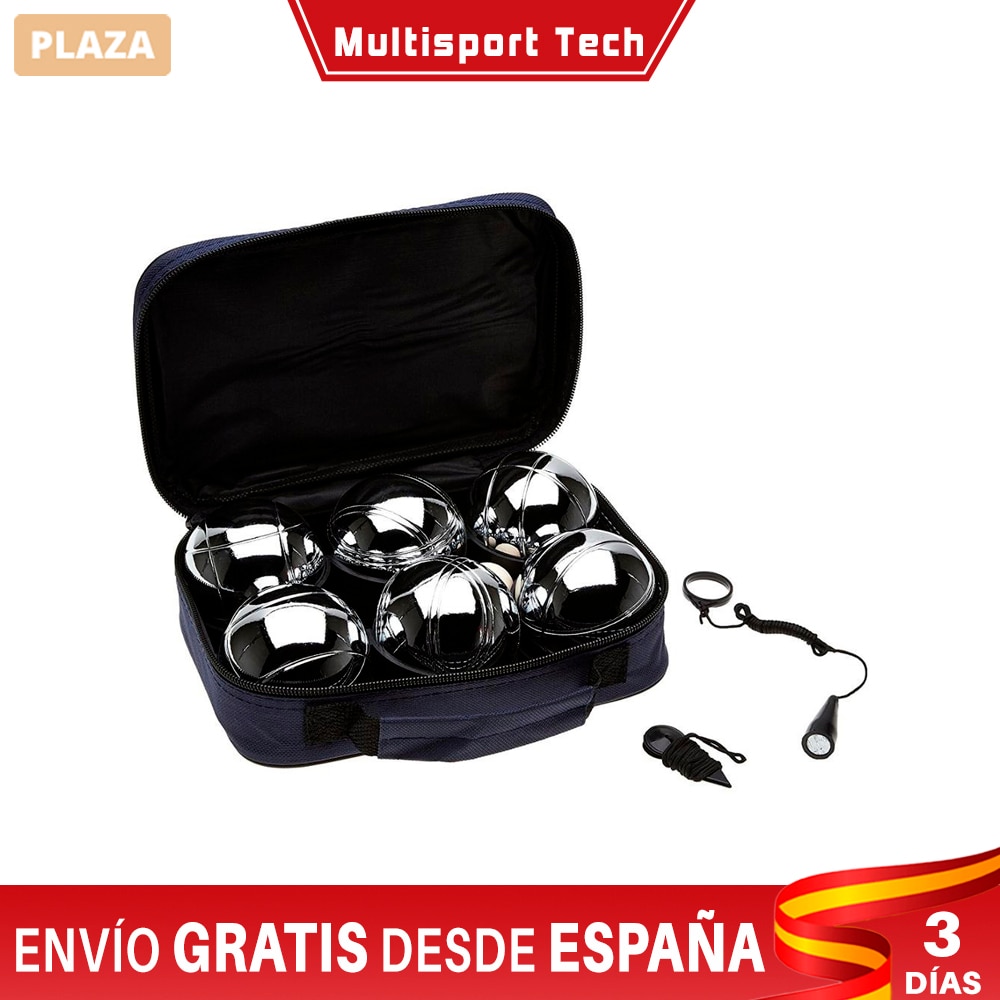 Petanque Set 6 palline con metro e pick-up automatico iman ball, sport petanque, palline omologate in metallo, tempo libero all&#39;aperto.