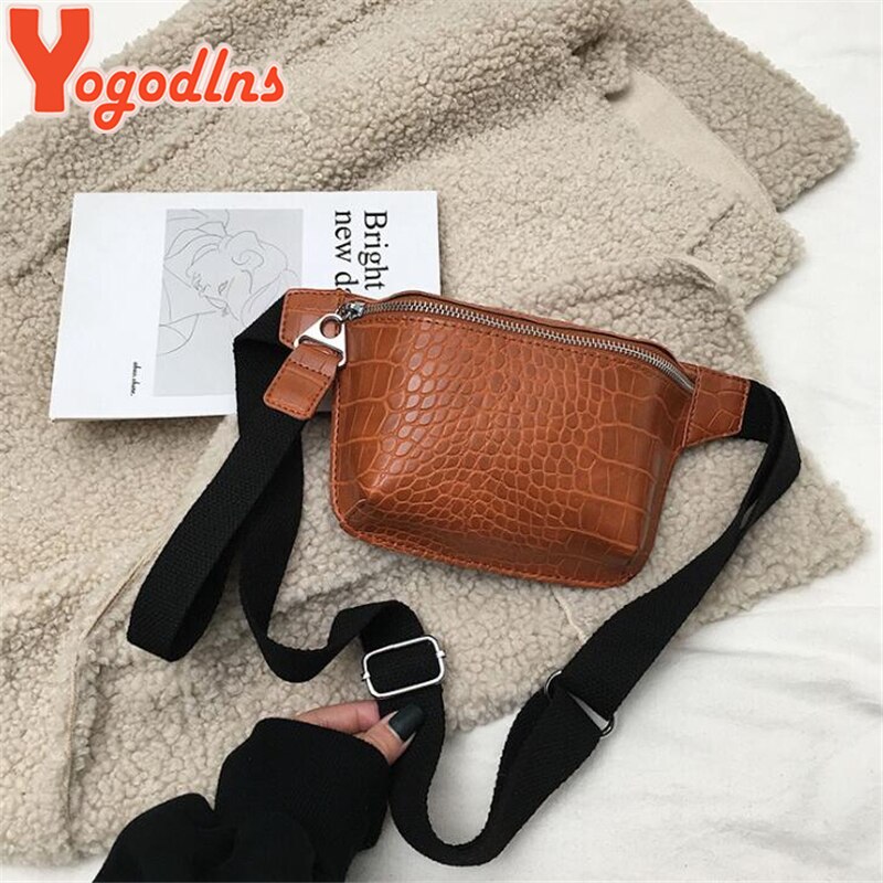 Yogodlns Casual Bag for Women Alligator Leather Phone Pouch Ladies Wide Strap Belt Crossbody bag