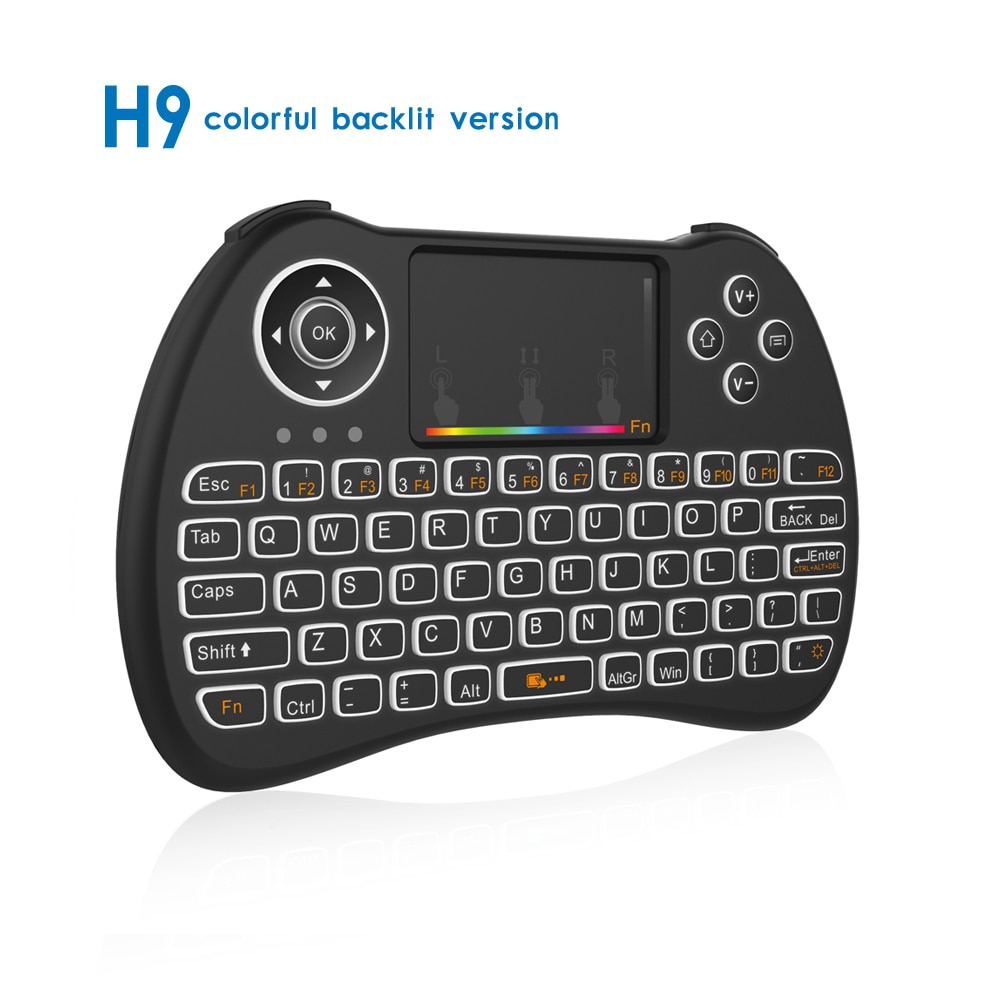 Original H9+ Backlight H9 2.4G Wireless English Russian Keyboard Backlit with Touchpad for Mini PC Smart TV TV Box Laptop PC
