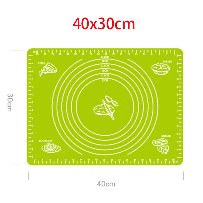 Antihaft Silikon zurück Skala matt Ofen rollen Teig Pad Lebensmittel Klasse Backen rollen Fondant Gebäck Matten Kuchen Kochen Werkzeug Neue: 40x30cm Grün
