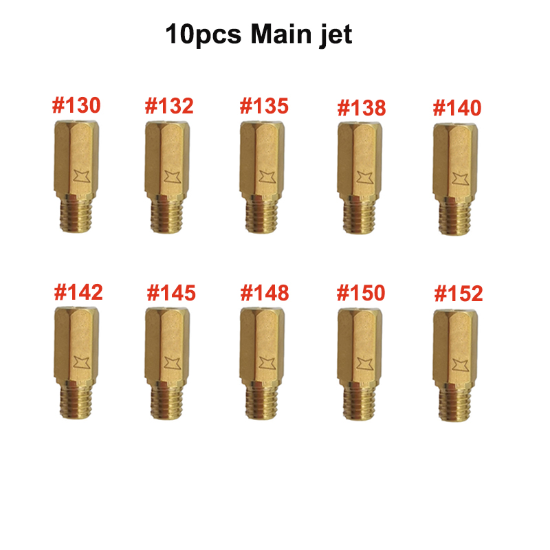10 pz PWK PWM Jet Moto Carburatore Getti Principali Getti Pilota lento per Keihin OKO CVK NSR KSR carboidrati impostato Iniettore Ugello Carburador: MULTI